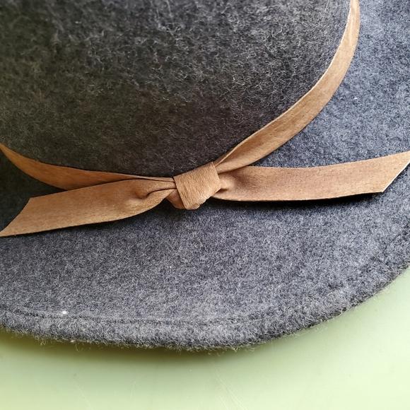 Athleta Gray Felted Wool Cowgirl Hat NWT Boho Gorpcore Western Fringe Minimalist - Picture 3 of 11